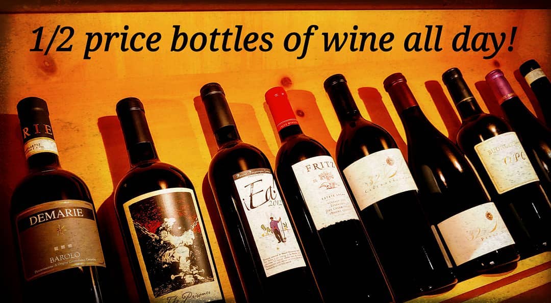 It's Thursday! Which means all bottles of wine are half off! Try something new or go for an old classic for half the price! #Wine #Wineanddine #Carydining