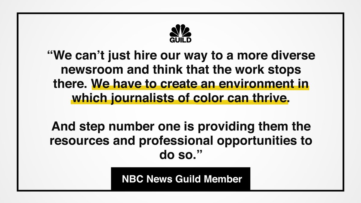 10. Support professional development of Black journalists and other journalists of color. Create a clear and open application process for NBC News Digital employees to attend annual conventions of AAJA, NABJ, NAHJ, NLGJA and similar organizations.