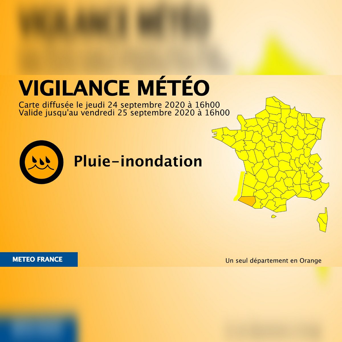 VISOV1's tweet photo. 🔶⛈️⛈️ #vigilanceOrange #Pluie #Inondation pour le département des Pyrénées-Atlantiques ( @departement64 )

⚠️ Soyez prudents dans vos déplacements à proximité des cours d'eau

📲 Remontées d'infos et suivi ⏩ #METEO64 https://t.co/brue8vcbQ3