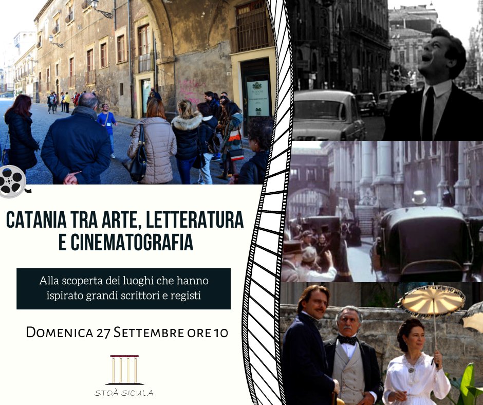 Siete pronti per un nuovo tour alla scoperta di #Catania?
Questa volta vogliamo proporvi un punto di vista leggermente diverso parlandovi dei luoghi che hanno influenzato letteratura e cinema.
Per info e prenotazioni contattateci 
PRENOTAZIONE OBBLIGATORIA urly.it/37_hw