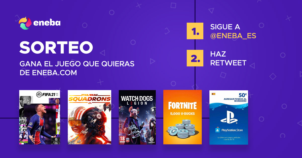 eneba_es's tweet image. ¡SORTEO! Para participar:

1⃣ Sigue a @eneba_es

2⃣ Haz Retweet a este tuit

 Válido para todo el mundo 🌎
