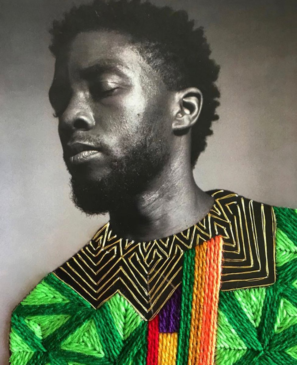 thisiscolossal's tweet photo. Colorful, geometric stitches embolden black-and-white photographs of historical figures and cultural icons https://t.co/xtMxaG2p9Y https://t.co/0ee9QPiAXp