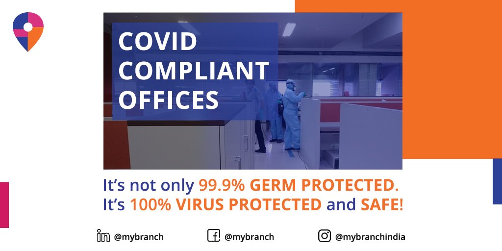 mybranchlive's tweet photo. Offices at MyBranch are duly fumigated and sanitized as per the laws laid by the Government of India.
We want you to get back into business, but not without safety precautions!
Your safety is our responsibility! And we take it seriously!
#MyBranch #MyBranchIndia #OfficeSpce https://t.co/ii43tDxgsV