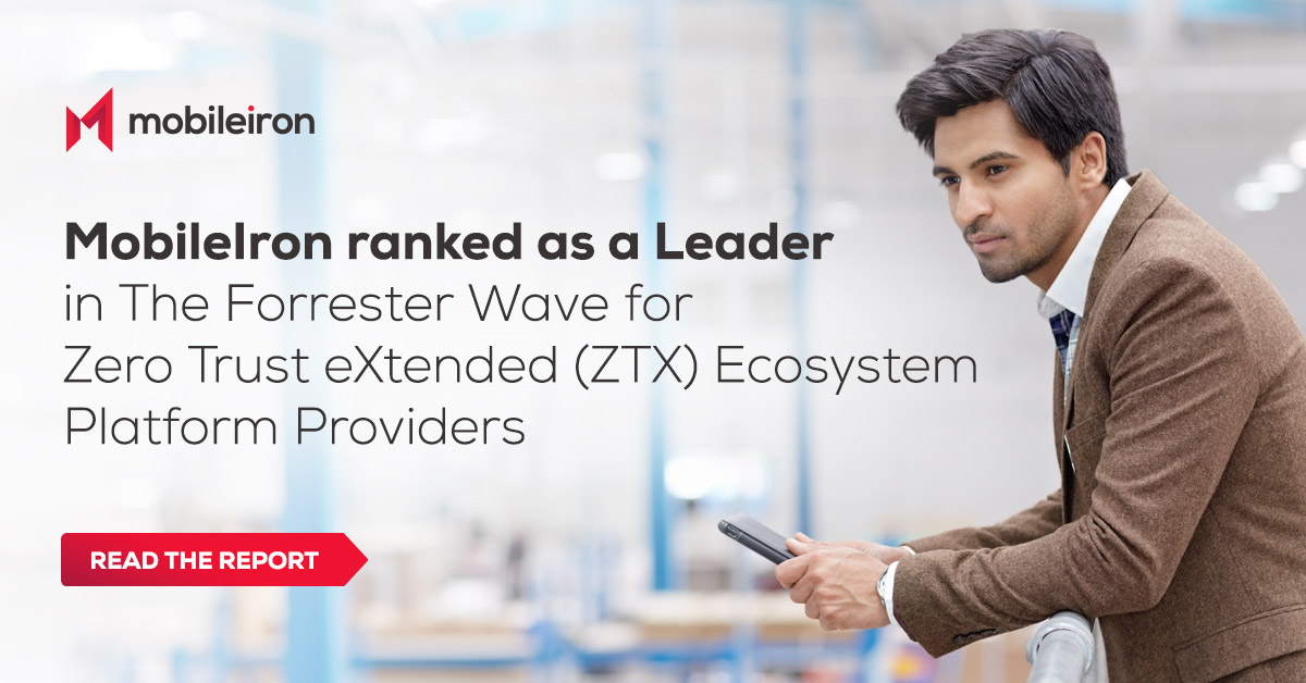 Proud to see <a href="/mobileiron/">MobileIron (acquired by Ivanti)</a> as the ONLY #UEM vendor recognized as a Leader in the 2020 <a href="/Forrester/">Forrester</a> Wave: Zero Trust eXtended Ecosystem, this confirms a mobile-centric #zerotrust security approach is the best way to secure the Everywhere Enterprise. okt.to/kBLtR9