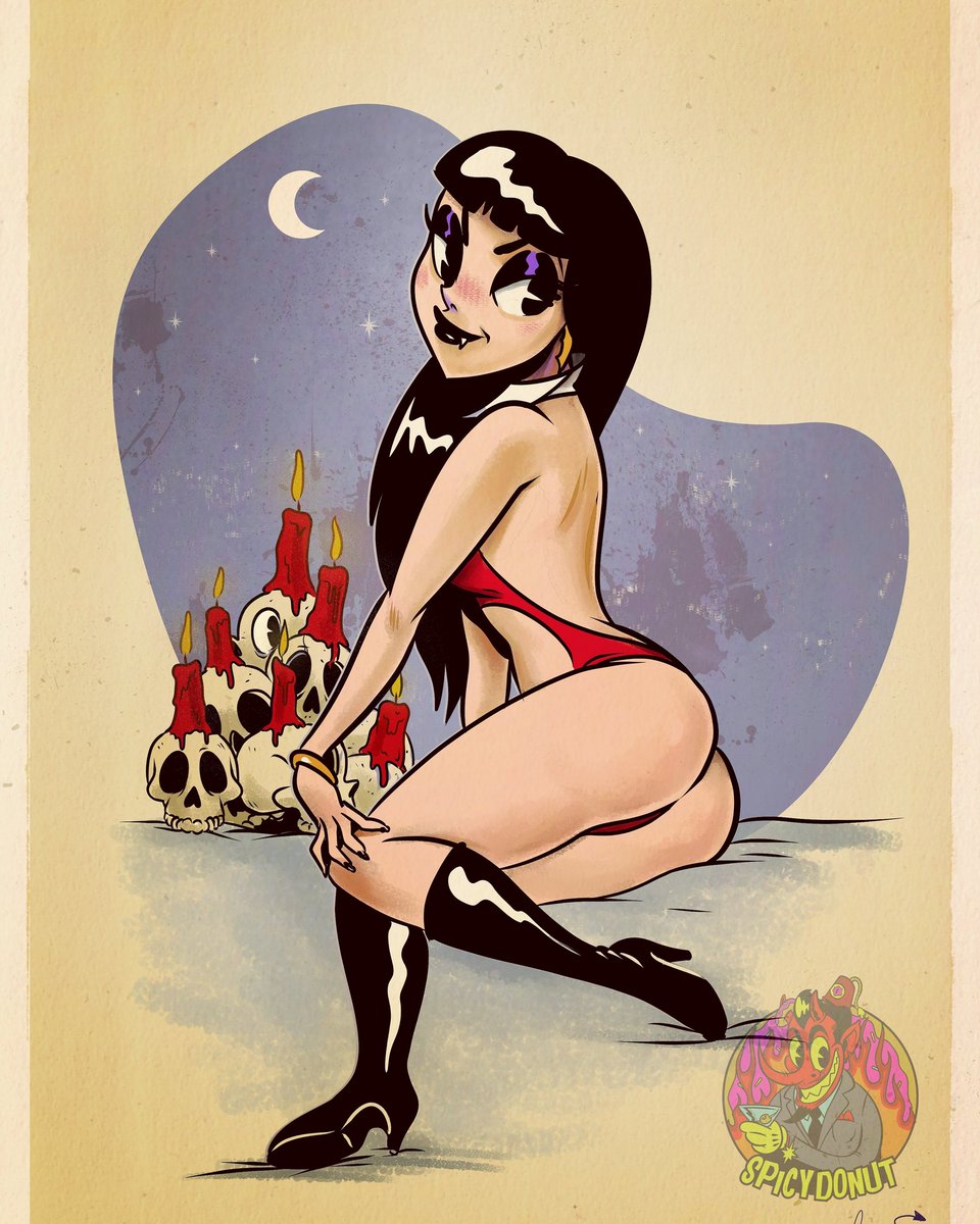 Tbt: Vampirella is always fun to draw. She's one of my go to characters when I'm just noodling around. Whats another word for pirate treasure?
#vampirella #kustomkulture #lowbrowart #harriscomics #horrorcomics #retrostyle #rubberhose #butts #draweveryday #pinuptattoo #spicydonut