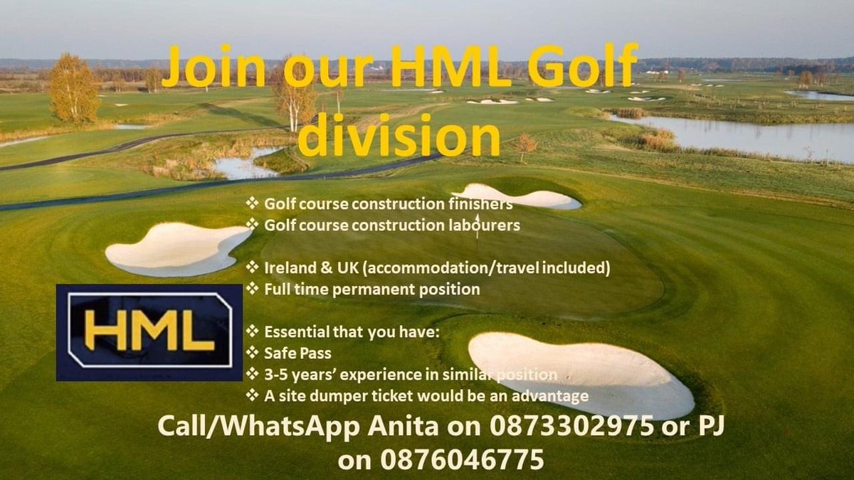 Hml golf course construction group are currently looking to fill the below positions if you want to Join our team please apply below .