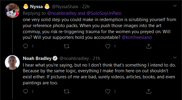 Of all the things to accuse rapist Noah Bradley of, being self aware is not one of them.