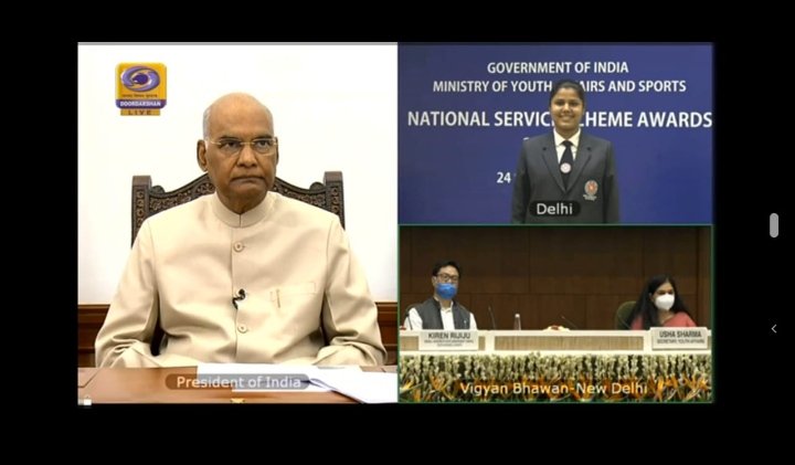 devkishanmaru's tweet photo. आज विज्ञान भवन में माननीय राष्ट्रपति जी द्वारा #NSS राष्ट्रीय पुरस्कार से सम्मानित किए जाने पर बहिन बुलबुल पाठक को हार्दिक बधाई और शुभकामनाएं।

#NSSDAY2020
@pathak_bulbul https://t.co/t3eAzmhgaA