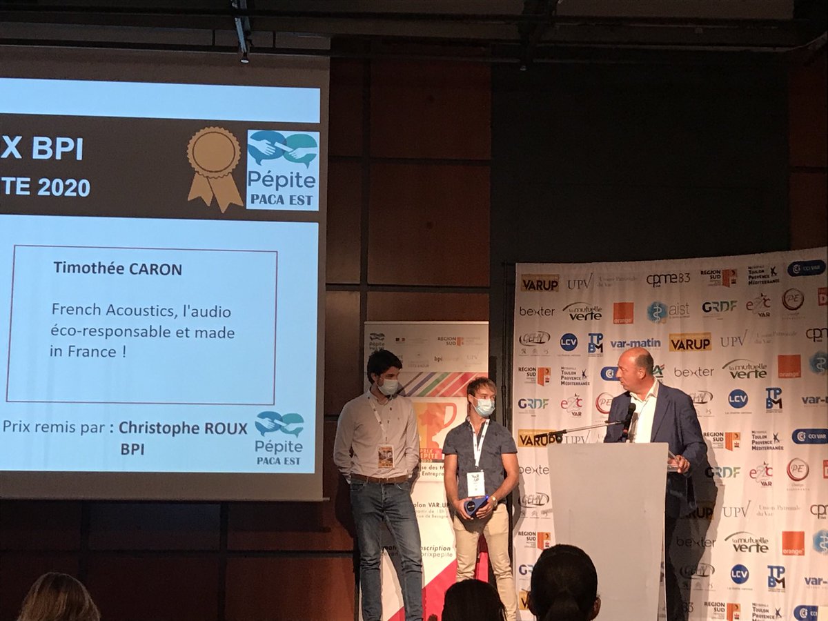 Prix PEPITE PACA-EST #BPI remporté par Timothée Caron étudiant SKEMA et l’équipe de French Acoustics. Très fier d’être SKEMA!