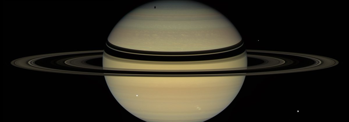 #DidYouKnow?
A Stage for Shadows!
Two kinds of shadows play across the face of Saturn in this view from NASA’s Cassini. The planet’s rings cast dark bands across the cloud tops in the northern hemisphere. Near the pole, a shadow can be seen from the moon, Tethys
Cr <a href="/nasa/">NASA</a> <a href="/NASAJPL/">NASA JPL</a>