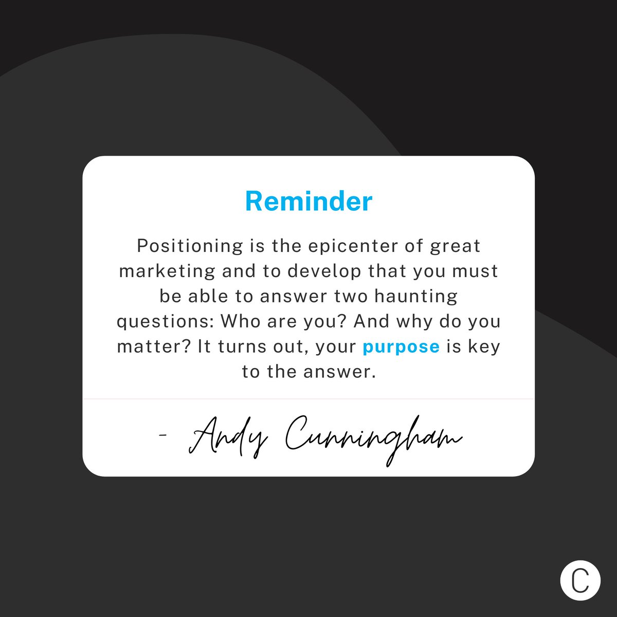 What have you done on purpose lately? When it comes to solidifying your position in the market, your purpose plays a bigger role than you might think. 

Does your company have a purpose statement? Drop it below!

#marketing #purpose #purposestatement #position