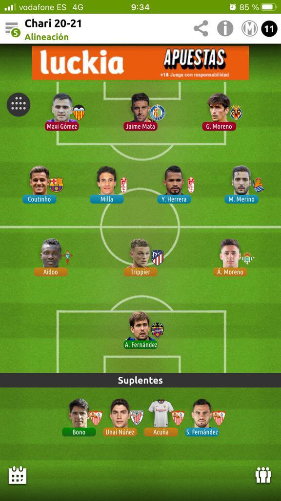 AyalaAitor's tweet photo. @jornadaFutmondo @pablogomez_98 @seis_23 @JornadaPerfecta A quien venderias a suso o a coutinho?? Te adjunto equipo https://t.co/jvzmHHmyDu