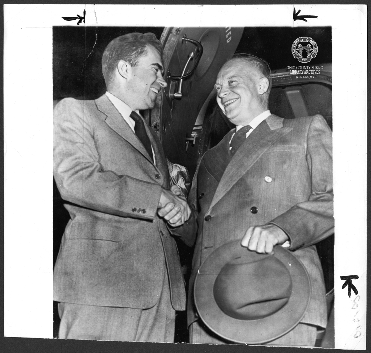 ArchiveWheeling's tweet photo. #OTD in #WheelingHistory, 9/24, #presidential candidate Gen. Dwight D. #Eisenhower met Sen. Richard #Nixon at the #Wheeling-#OhioCounty Airport to confirm Nixon as the #VP candidate following the infamous "Checkers" speech during the 1952 #election. More @ https://t.co/NYvX0wvfVW https://t.co/FbzOO6f8P5