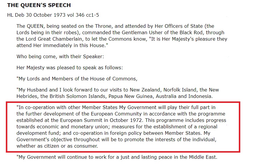 15. Cooperation in foreign policy was included in the Queen’s speech a year later.