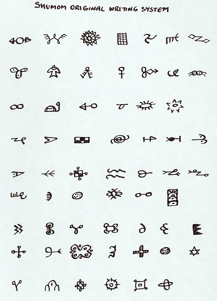 12. Shumom Writing System (The Shumom people are the people of Cameroon in West Africa. Their country is located between Nigeria in the West, Equatorial Guinea, Gabon and Congo Brazzaville in the South and Chad and Central African Republic in the North).