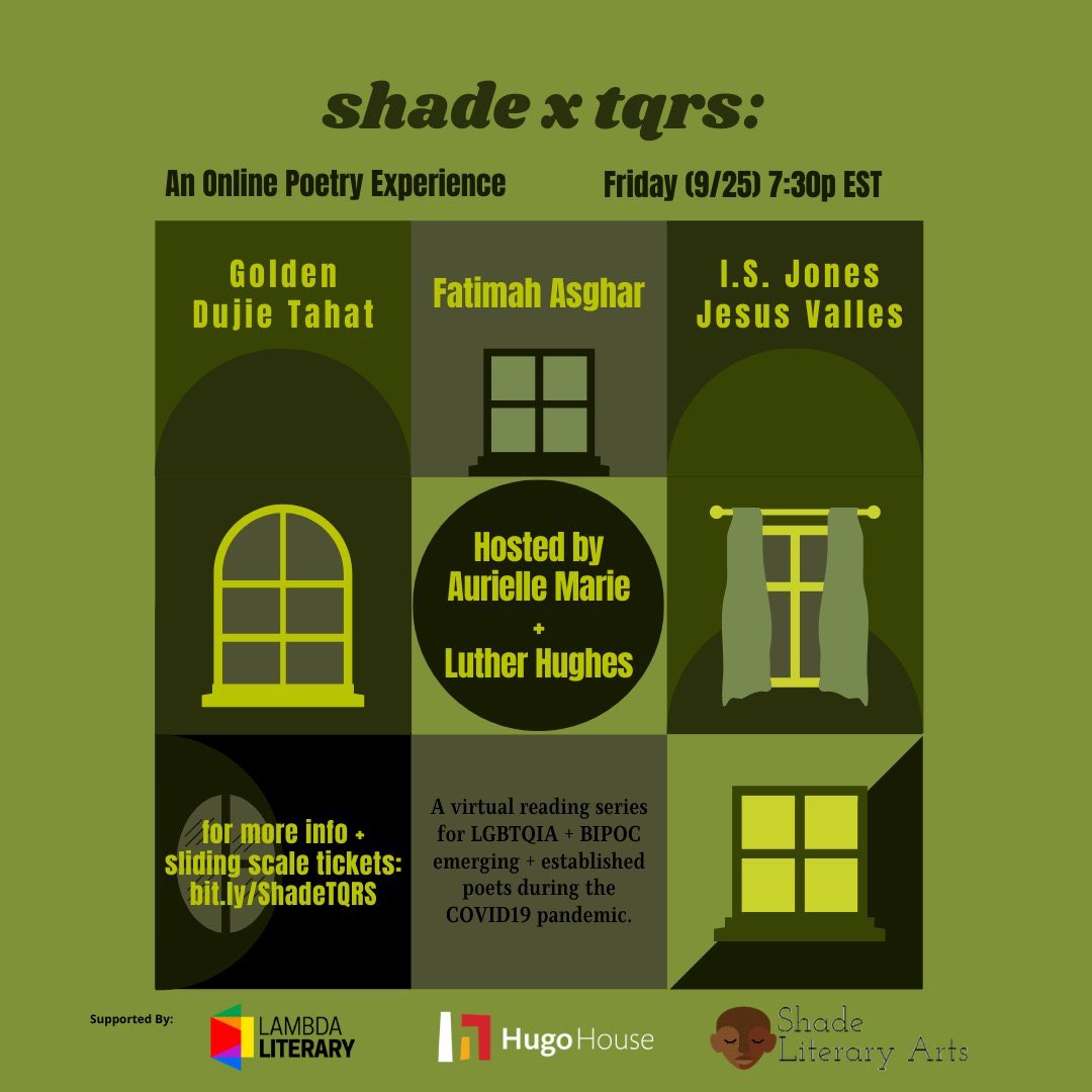 DujieTahat's tweet image. Can’t believe I’m reading w this dream lineup tomorrow! Will be fangirling @asgharthegrouch, @goldenthem, @isjonespoetry &amp;amp; Jesus before, during &amp;amp; after my set 😍😍 S/o to the habibis @lutherxhughes &amp;amp; @YesAurielle for bringing us all together. Come kick it: bit.ly/2RJEFMJ