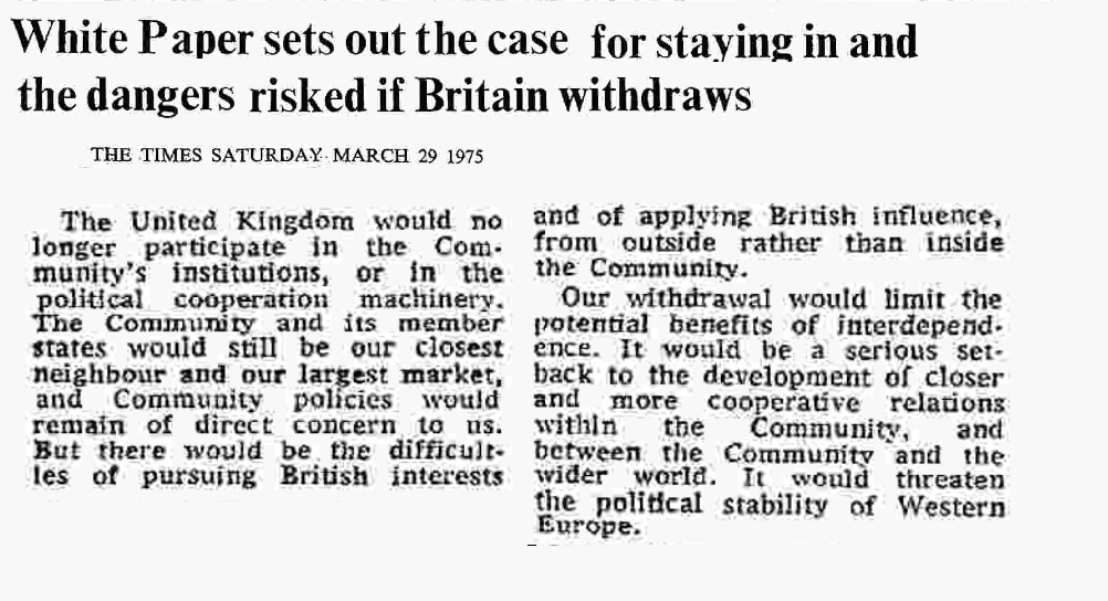 20. Stating that if we leave we would no longer participate in the Communities ‘political co-ordination machinery’ which would make it more difficult to pursue British interests.