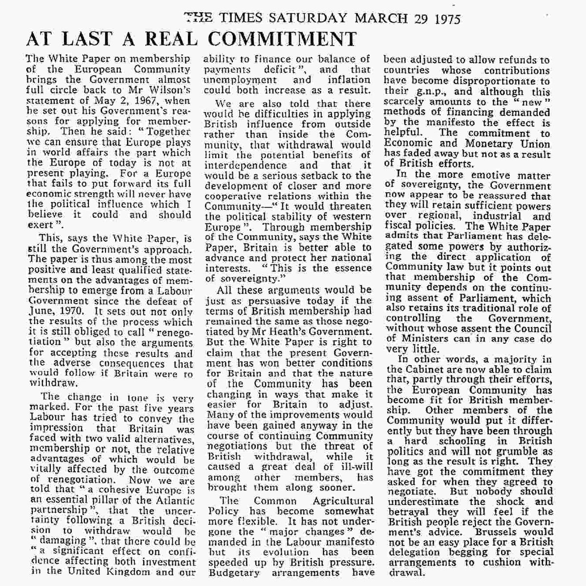 19. And the government open up the referendum with a White paper reiterating Harold Wilson’s statement of 1967. It's about the influence it could, and should, exert.