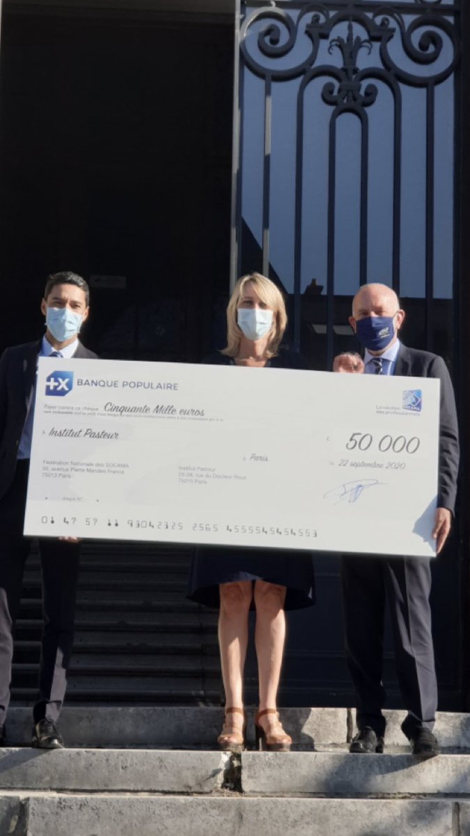 FlorencePinon3's tweet image. La @FSocama a remis un don de 
50 000 € à @institutpasteur pour la recherche d’un vaccin contre le #COVID__19 . @DGoupillat @JCSawry . La #SOCAMA : Ste de caution mutuelle qui garantit les prêts des #artisans #commerçants #PL, clients @BanquePopulaire @GroupeBPCE @BP_RivesParis