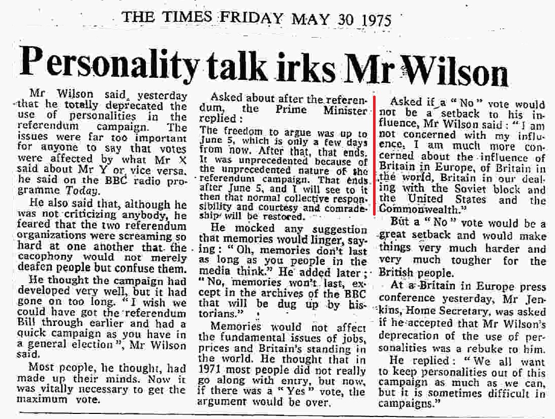 21. UK influence is an argument for every party leader. Harold Wilson is worried about losing it.