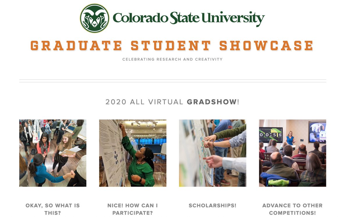 CSUAnthGR's tweet photo. The CSU Graduate Student Showcase is going virtual this November! Proposal submissions due Sept. 28. Get involved! https://t.co/NWGMC4HZ4V https://t.co/p2fc7CifnP