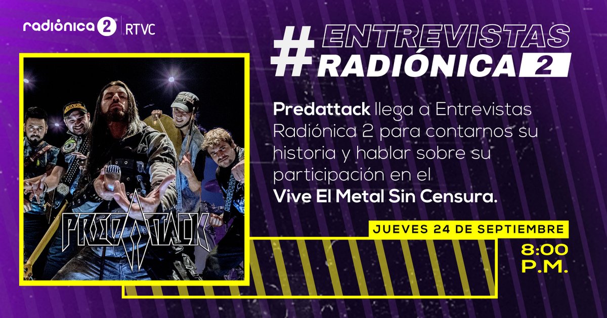 Hoy <a href="/Predattack_FM/">predattack</a> en #EntrevistasRadiónica2 presentando una nueva canción, hablando sobre su historia y sobre su participación en el #VIVEELMETALSINCENSURA. Conozcan su propuesta a partir de las 8:00 p.m. en este enlace ☠️🇨🇴 bit.ly/Radionica2Col <a href="/radionica/">Mila Mila</a>