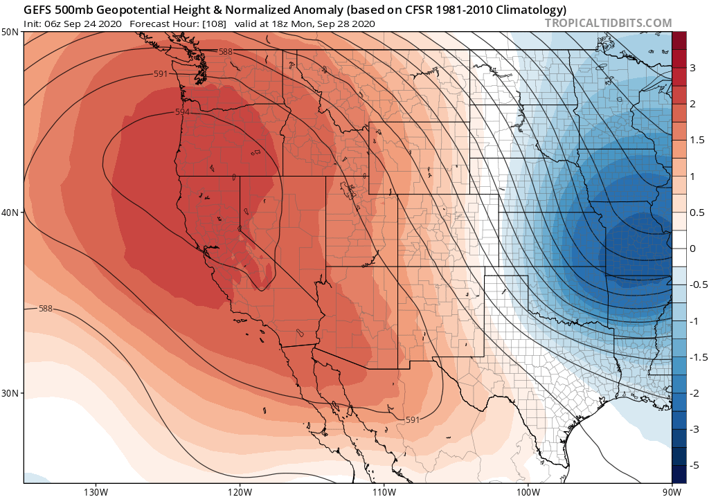 Weather_West's tweet photo. Everything still unfortunately on track for yet another major, prolonged, and potentially record-breaking heatwave along the West Coast this weekend into next week. (1/n) #CAwx #ORwx #CAfire https://t.co/DmkypYkfcU