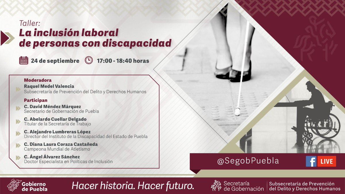 DavidMendezPue's tweet photo. Tengo el gusto de participar en el taller “La inclusión laboral de personas que viven con discapacidad” que tiene como objetivo generar conciencia sobre la integración de personas que viven con discapacidad. 

Acompáñenme hoy a través de nuestras redes sociales a las 17:00hrs. https://t.co/8SmkrjPrtM