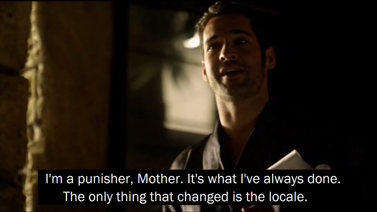  #Lucifer   struggles throughout the ep w/ her questions but finally understands that he can actually enjoy parts of his "forced" Devil role and make them his. He then keeps growing into himself in S2 while re-accepting the parts of the Devil he wants as himself 4/21