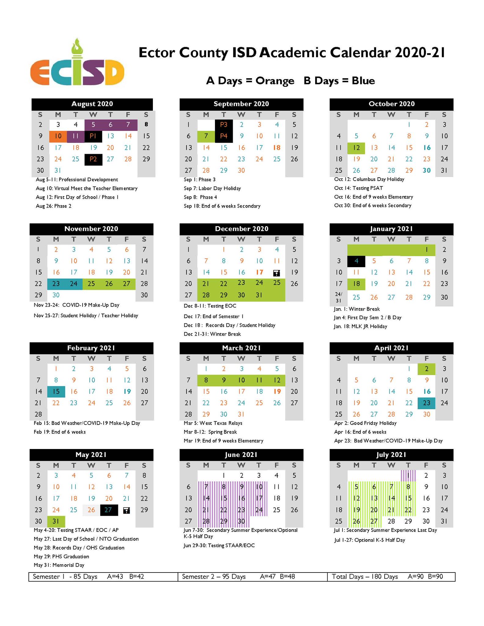 Ecisd Calendar 2023 24 Ector County Isd On Twitter: "Quick Reminder: Our Original Calendar Adopted  In February Had 2 Student Holidays/Staff Development Days On Sept. 25 & 28.  But, The Calendar Changes Made During The Summer