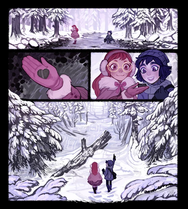 ❄️ Pages from the minicomic I'm making for the new Ava's Demon book, Crow and Merita's adventure into Aedinfell forest. You can get the book when you back the kickstarter here❄️: https://t.co/UaTW5kkKnn #avasdemon @Skybound 