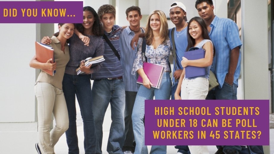 PollProject's tweet image. High schoolers are also eligible to be poll workers, even if you're not old enough to vote!