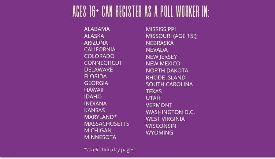 PollProject's tweet image. High schoolers are also eligible to be poll workers, even if you're not old enough to vote!
