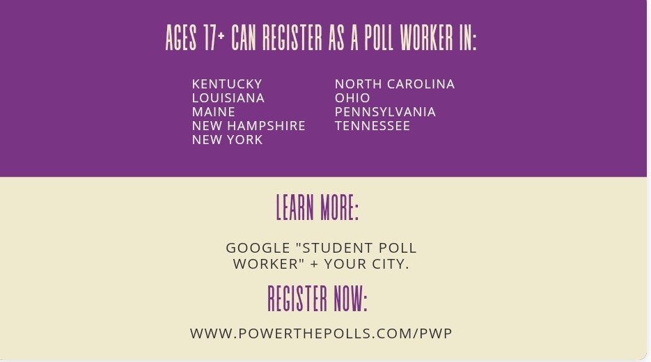PollProject's tweet image. High schoolers are also eligible to be poll workers, even if you're not old enough to vote!