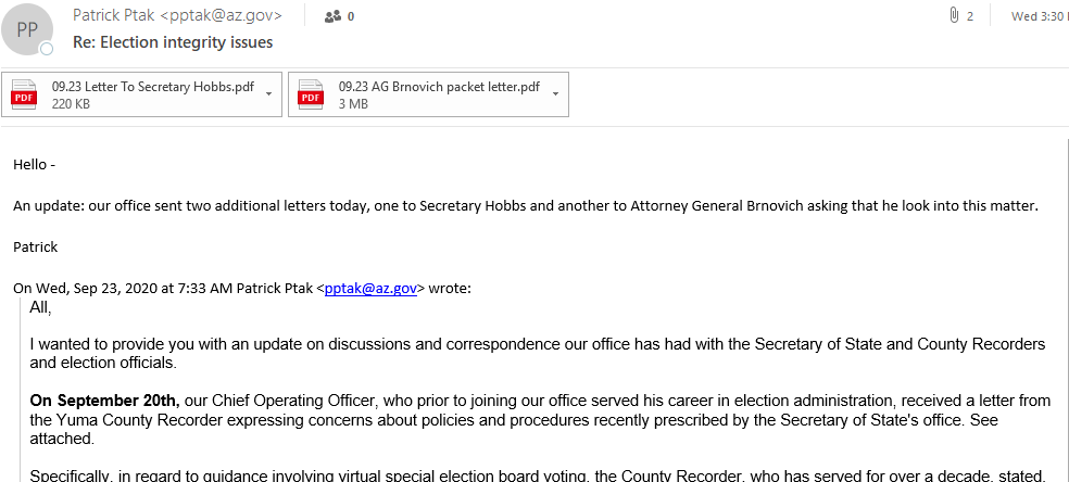 If you were really trying to solve the problem, rather than make a public claim of "election integrity" problems, you probably wouldn't ask the attorney general to investigate.