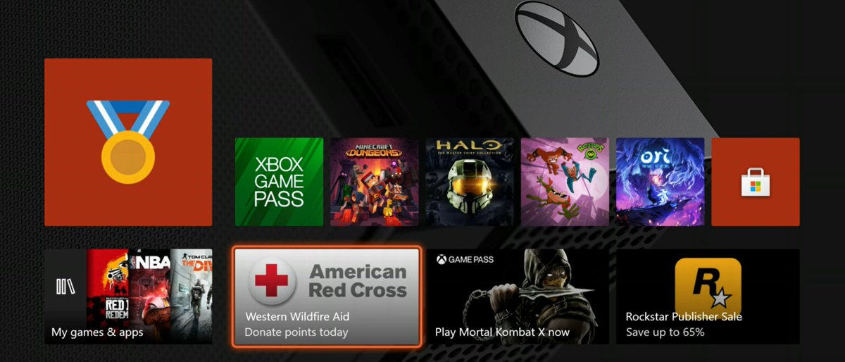 Thanks to our friends at <a href="/Xbox/">Xbox</a> for activating their community to help with the current wildfires. By playing games on Xbox you can turn your Microsoft Rewards points into donations for Western Wildfire Relief.