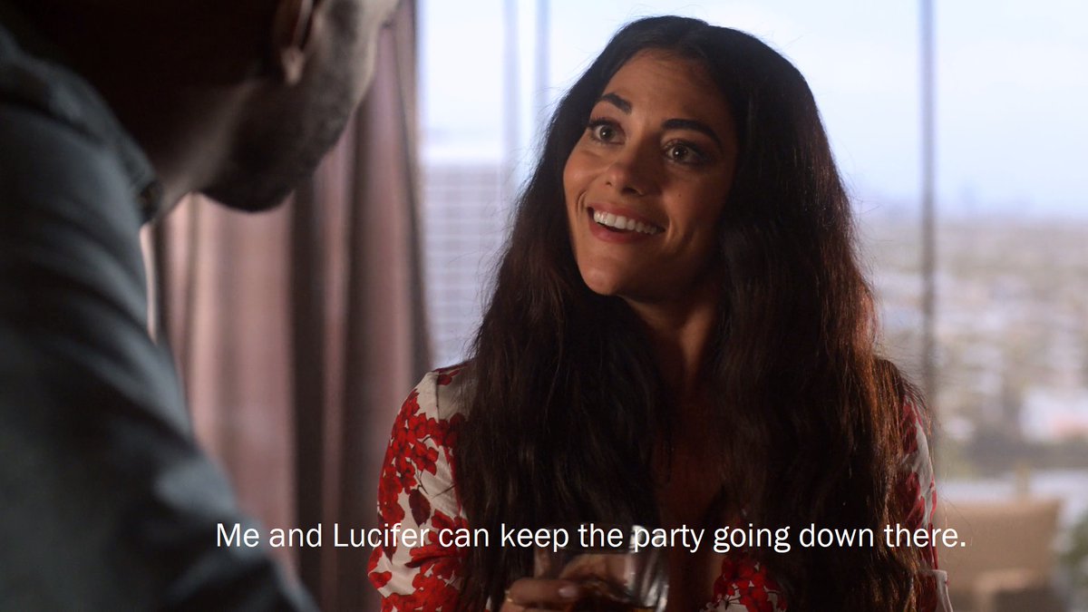 Meanwhile,  #Lucifer   is once again struggling, trying to re-fit in the mold of his old Devil self, as Eve defines him. At 1st she defines it as the fun Devil she met in the garden: so back to parties, drugs and orgies bc that's what she expects from him... 13/21