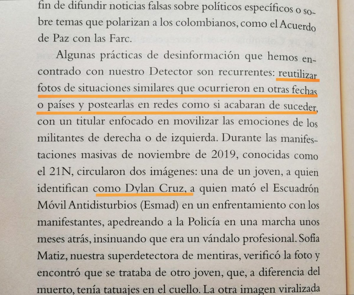 Penguinlibrosco's tweet image. Muchas tácticas de desinformación se usan para &quot;movilizar las emociones de militantes de izquierda o derecha&quot; como en el caso de #DylanCruz, a quien se le adjudicó una foto falsa apedreando a la Policia &quot;insinuando que era un vándalo&quot; @jleonlasillaen en📙#10000HorasEnLaSillaVacía