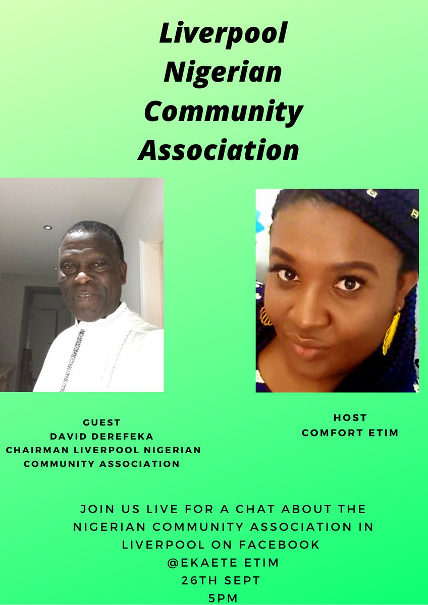 Join a live chat with the Chairman of Liverpool Nigerian Community Association on Saturday 26th September, 5pm Uk.