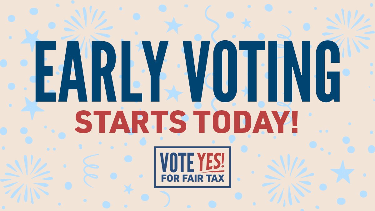 Starting today, Vote-By-Mail ballots are being sent to voters who requested them, and in many counties, in-person Early Voting is now open. Vote early, vote safe, vote YES for Fair Tax! 

Learn more about early voting in your area: 
elections.il.gov/VotingAndRegis…

#FairTaxNow