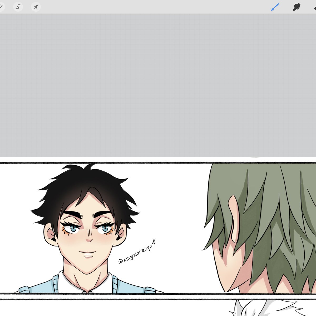 HEYYY here's a little preview of the new bkak comic i'm working on. this is my first time drawing pre-timeskip akaashi KDJSKSK massive wip though 