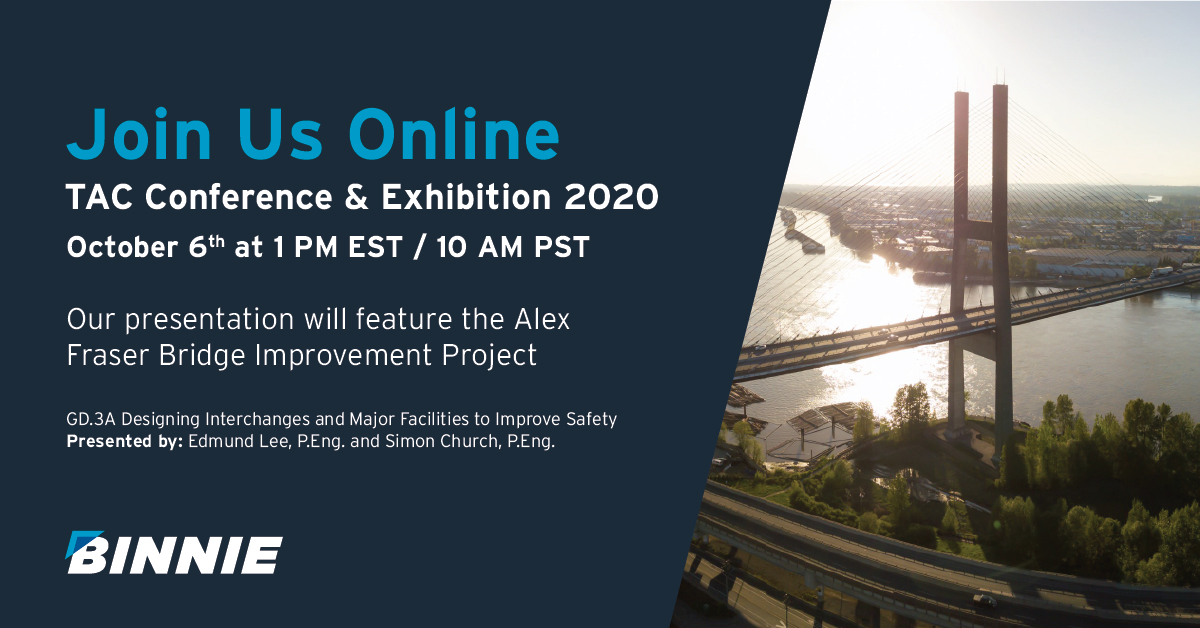 BuildwithBinnie's tweet photo. We're presenting on the Alex Fraser Bridge Improvement Project. Join us on October 6th at 1PM EST/10AM PST if you're registered! 

Attendees can enter to win a $150 Amazon card. Winner announced during our presentation. https://t.co/p4m2xRxq1y #TACconf https://t.co/kQ3gKcTWxH