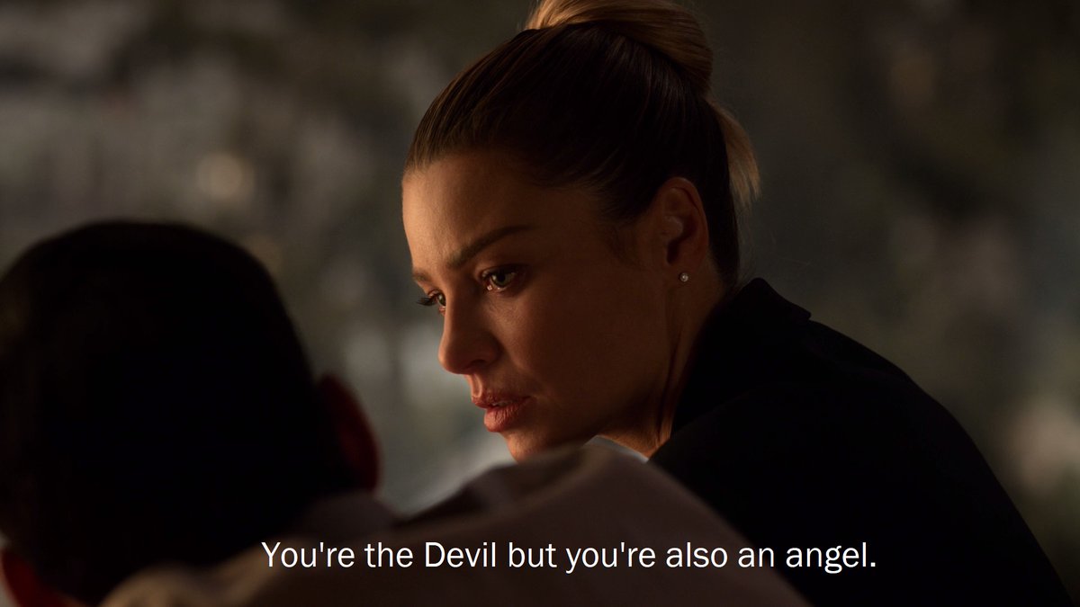 Chloe,for her part, sees the good man that  #Lucifer   is again (partner&friend) and can't fully fit it w/ the Devil persona so she starts looking at his angel side which helps but in the end contributes to tear him apart, makes him feel like she still doesn't see the real him.16/21