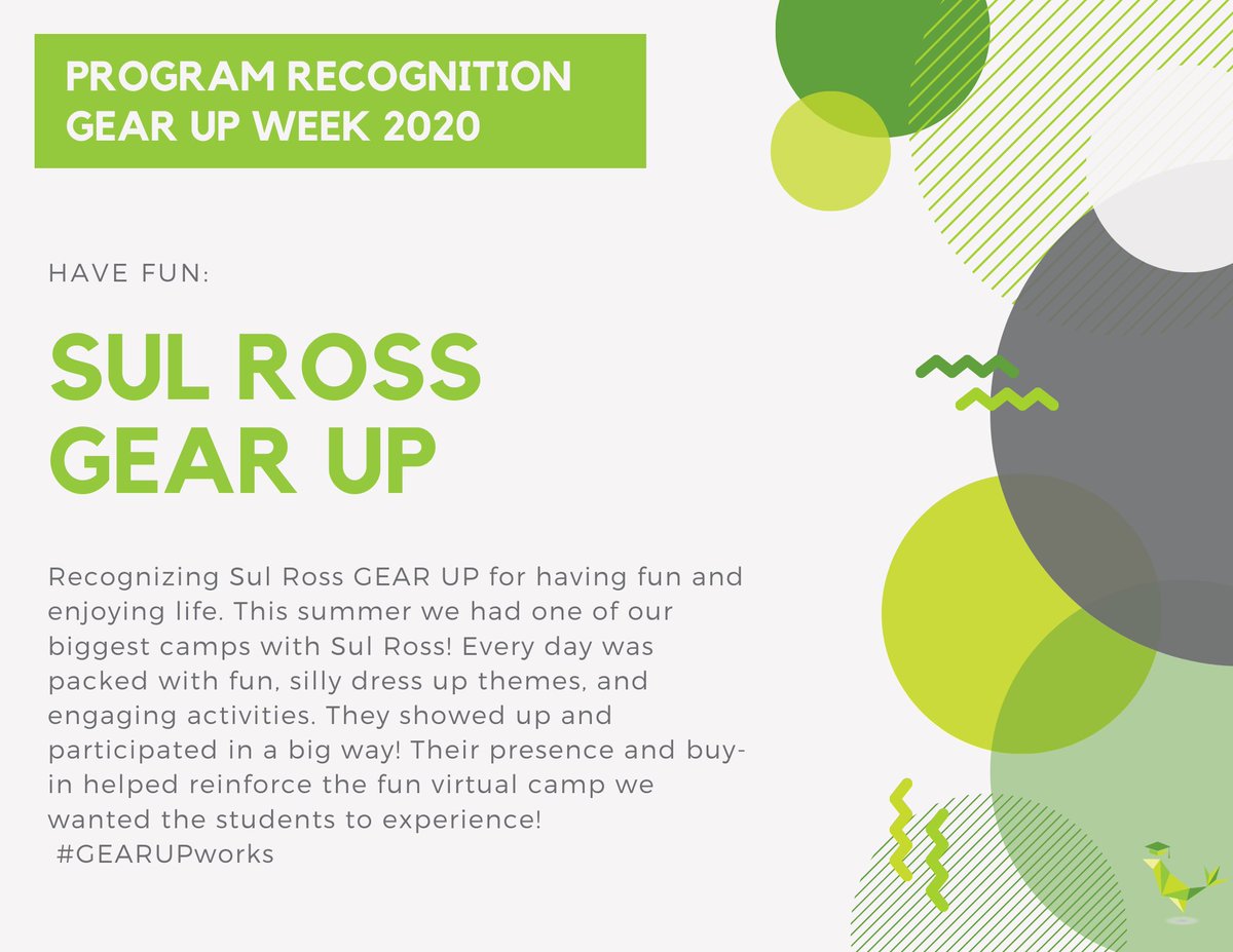 Last but not least, one more program shout out in honor of #GEARUPweek Have Fun - Sul Ross GEAR UP #gearupworks