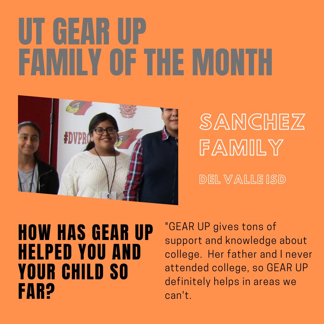 utgearup's tweet photo. Sept. 2020- UT GEAR UP Family of the Month! https://t.co/y9F3TkC5fb