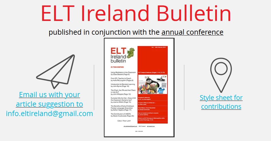 This is your chance to contribute to the ELT Ireland Bulletin! Send us your articles! More information on:
elt-ireland.com/elt-ireland-bu…
#Letslearntogether  #elt #ELTIreland #Bulletin