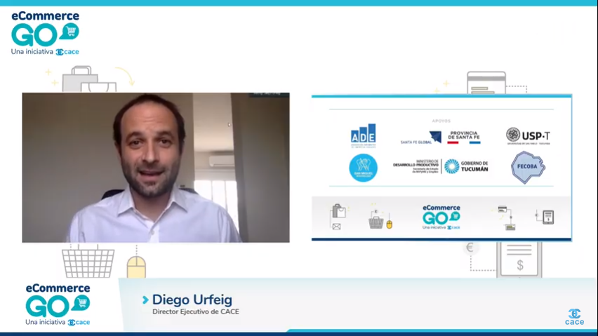 cacearg's tweet photo. ➡ "Nuestra misión: Conectar a los negocios con las herramientas digitales."

@durfeig, Director Ejecutivo de #CACE, da la bienvenida a esta nueva edición del #eGo2020 Virtual.
¡Sumate! https://t.co/S9IbmtK8TE