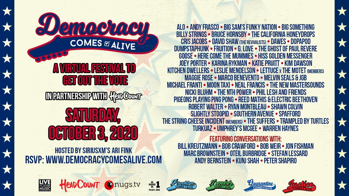 HereComeTheMummies (@hctmummies) on Twitter photo Thrilled to be a part of <a href="/demcomesalive/">Democracy Comes Alive</a>, a one-day virtual music festival harnessing the power of music to get out the VOTE! Check your voter registration or donate to <a href="/HeadCountOrg/">HeadCount | Register To Vote</a> to access the livestream: democracycomesalive.com Thrilled to be a part of <a href="/demcomesalive/">Democracy Comes Alive</a>, a one-day virtual music festival harnessing the power of music to get out the VOTE! Check your voter registration or donate to <a href="/HeadCountOrg/">HeadCount | Register To Vote</a> to access the livestream: democracycomesalive.com