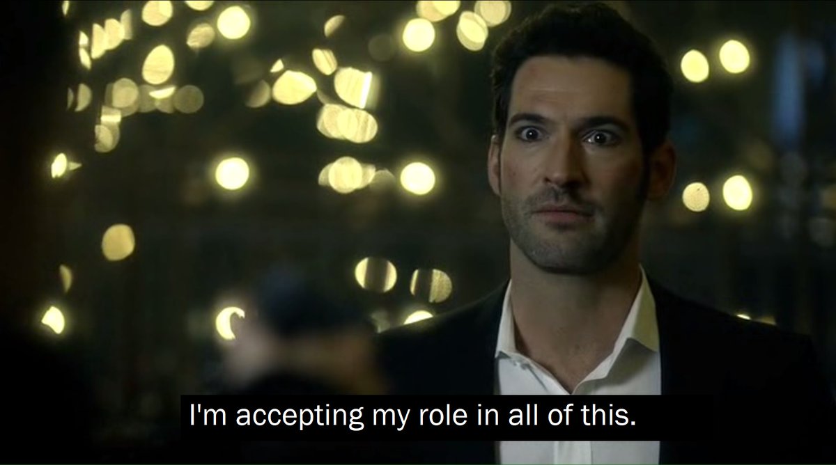 It almost falls apart in 112 when  #Lucifer   gets framed for smth literally evil and Chloe tries to arrest him. He starts thinking he's doomed to be defined as this evil being if even SHE believes it, he can't escape it. He gives up and tries to go back to Hell... 2/21