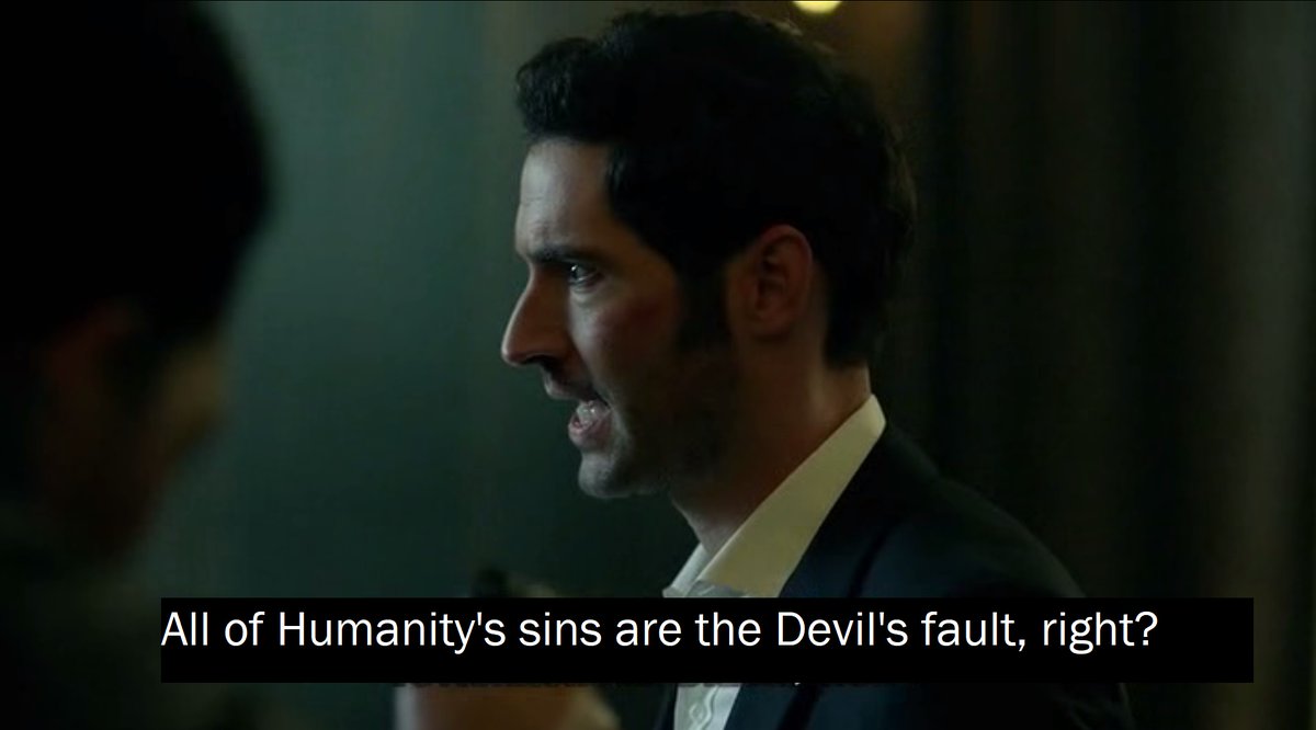 It almost falls apart in 112 when  #Lucifer   gets framed for smth literally evil and Chloe tries to arrest him. He starts thinking he's doomed to be defined as this evil being if even SHE believes it, he can't escape it. He gives up and tries to go back to Hell... 2/21